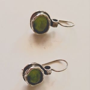 Silpada Sterling Silver Green Glass Earrings